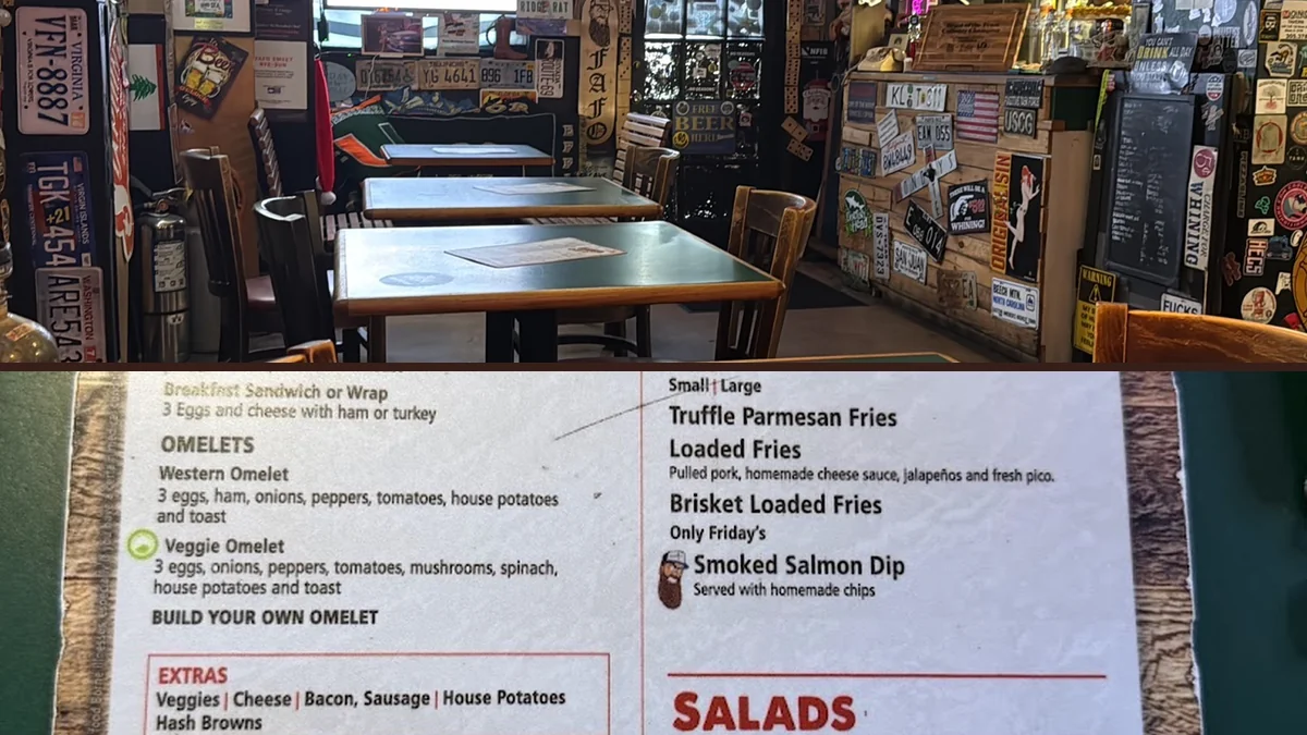 Smoked barbecue plates on a casual dining table.